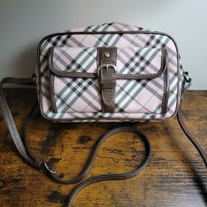 Burberry Pink and Brown Plaid Crossbody Bag